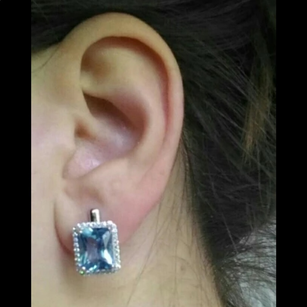 Sky Blue Topaz S925 CZ Earrings - Picture 8 of 8